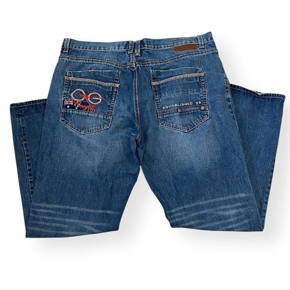 COOGI Australia Jeans Men's 42x34 Relaxed Straight Blue Denim Distressed Y2K